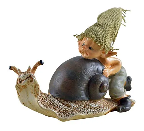 Unbekannt Pixie - Kobold - SCHIEBT Schnecke - Droll - ZWERG - GNOM - DEKO - Figur