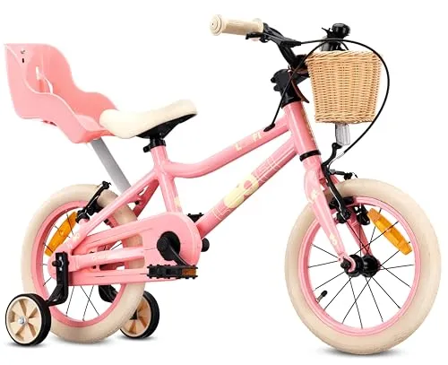 Kinderfahrrad 14 Zoll Mädchenfahrrad mit Puppensitz