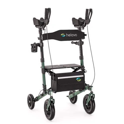 Helavo Rollator H1160, Aufrechter Walker mit Sitz und Pannenschutz