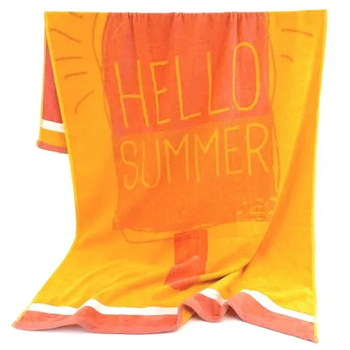 heimtexland ® Strandtuch Soft Velours Badetuch Sommer Handtuch 90 x 160 cm Duschtuch saugstark Frottier 100% Baumwolle Oeko-TEX Typ907 EIS gelb - 1 Stück