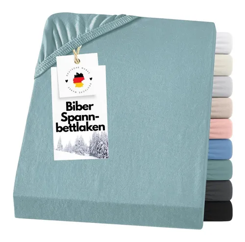 Carpe Sonno Biber-Spannbettlaken 90x200 cm - Pastellblau - Hochwertiges Biber-Spannbettlaken aus reiner Baumwolle, ideal für kalte Nächte. Made in Germany und Oeko-Tex® zertifiziert. Für kuschelige Wärme und Gemütlichkeit im Schlafzimmer.