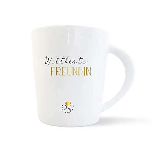 mintkind® Kaffeebecher Weltbeste Freundin | Porzellan Kaffee Becher Tasse Weiß | Geschenk für beste Freundin | Geburtstag, Weihnachten & als Dankeschön | Geschenkidee Teetasse