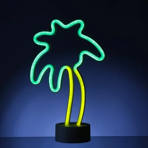 MARELIDA LED Neon Figur Palme LED NEON Schild Palme Neonlicht Dekolampe Neon Leuchtfigur Party Feier Batterie USB 30cm(Palme)