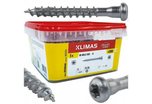 Klimas Schraube für Holzkonstruktionen, 1000 Stück - Ideal zur Befestigung von Tischlerverbindungen und gelochten Fliesen. Hohe Qualität für sichere und stabile Konstruktionen.