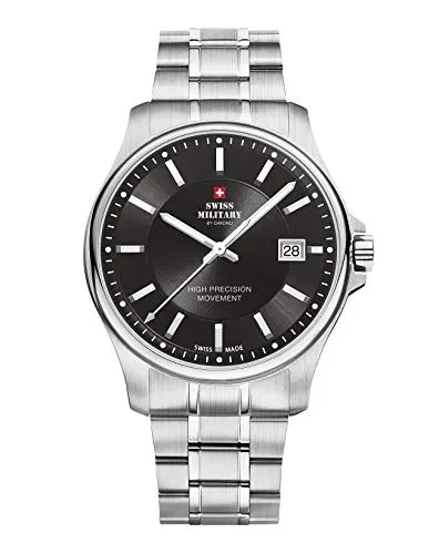 Swiss Military by Chrono Herren Uhr Armbanduhr Quarzwerk mit Edelstahl Metallarmband Analoge Herrenuhr Silber SM30200.01