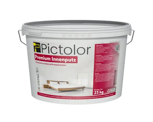 Pictolor Premium-Innenputz 25kg - Ideal für Kratz- und Reibeputz - Putz für hochwertige Kratz- und Reibeputzstrukturen, bietet optimale Verarbeitungseigenschaften und hohe Strapazierfähigkeit für langlebige Ergebnisse.