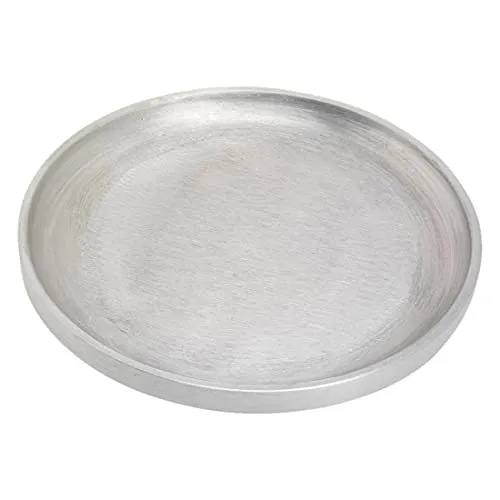 NKlaus Kerzenteller rund Ø 14cm - Eleganter Aluminium Kerzenhalter für Stumpenkerzen - Kerzenhalter aus hochwertigem Aluminium, matt silberfarben, für stabile und stilvolle Präsentation von Stumpenkerzen bis 12cm Durchmesser.