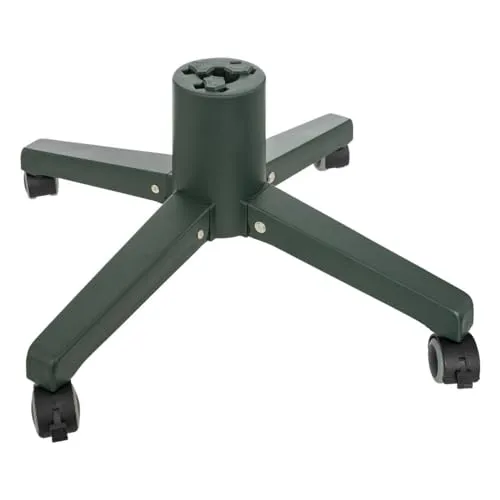 FEERIC LIGHTS & CHRISTMAS Tannenbaumständer mit Rollen - Metallischer Christbaumständer in Dunkelgrün, mobil dank praktischer Rollen für müheloses Positionieren und Stabilität.