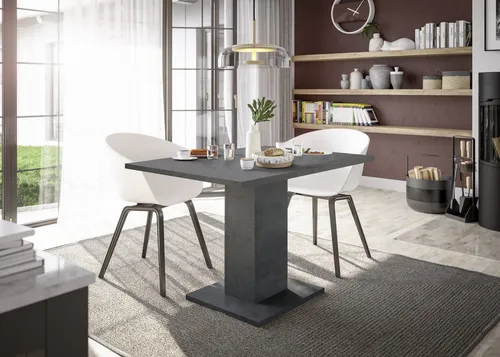 Mäusbacher Säulen-Esstisch (ausziehbar) in graphit - Ideal für flexible Essbereiche - Säulentisch in graphit, ausziehbar für zusätzliche Platzoptionen, perfekt für gesellige Runden oder kleine Räume, Made in Germany.