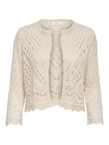 JdY Damen JDYSUN 3/4 Cropped KNT Cardigan, Tapioca, XS