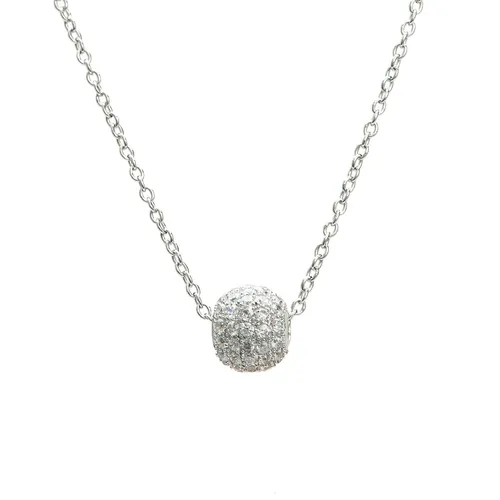 Eye Candy Damen-Halskette Collier aus 925er Sterlingsilber mit Zirkonia - Elegante Halskette aus 925er Sterlingsilber mit anpassbarem Kugelanhänger und funkelndem Zirkonia, ideal als Geschenk für besondere Anlässe.