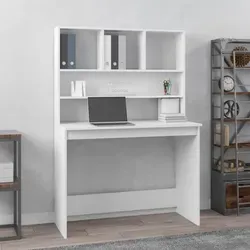 vidaXL Schreibtisch mit Regal Weiß 102x45x148 cm - Kinderschreibtische mit praktischem Regal für optimalen Stauraum und platzsparendes Design – ideal für kleine Räume!