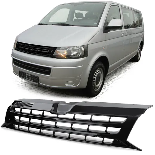 Kühlergrill ohne Emblem Schwarz Glanz für VW Bus T5 Facelift 09-15