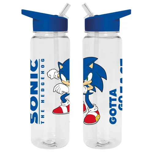 Sonic the Hedgehog Water Bottle (Gotta Go Fast Design) 700ml Plastic Water Bottl
