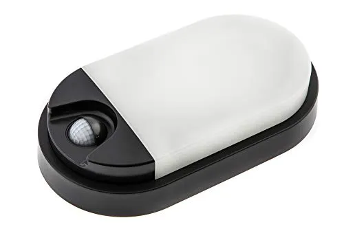 HUBER LED Ovalarmatur Wandlampe mit Bewegungsmelder 140° 10W, 800lm I IP54 geschützte LED Außenleuchte mit Bewegungssensor I Wandleuchte innen, anthrazit
