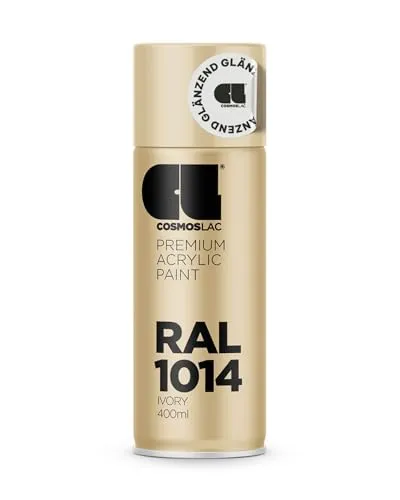 COSMOS LAC Acryllack Elfenbein/Beige Sprühdose in vielen RAL Farbtönen - 400ml Spraydose perfekt für DIY, Upcycling und andere Lackierarbeiten geeignet (RAL 1014 - Elfenbein)
