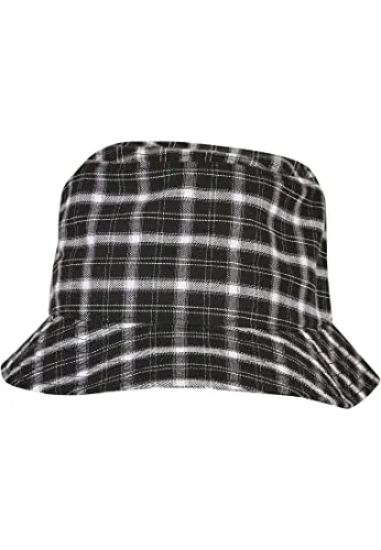 Flexfit Unisex 5003C-Check Bucket Hat - Stilvoller Fischerhut in Schwarz/Grau - Fischerhüte für Herren, aus hochwertigem Polyester, mit stylischem Karomuster und bequemem Innenband für optimalen Tragekomfort.