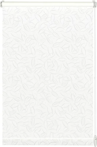 Gardinia EasyFix Rollo mit Blättern weiß 120 x 150 cm - Seitenzugrollo in elegantem Weiß mit Blattdesign, perfekt für stilvolle Fensterdekoration und einfache Montage ohne Bohren.