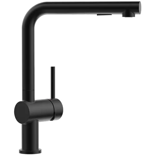 CECIPA Wasserhahn Küche, Hochdruck Küchenarmatur mit Ausziehbar Brause | 360° Schwenkbare Spültischarmatur, 2 Strahlarten, Einhebelmischer Armatur, Edelstahl, Mischbatterie für Spüle, Schwarz