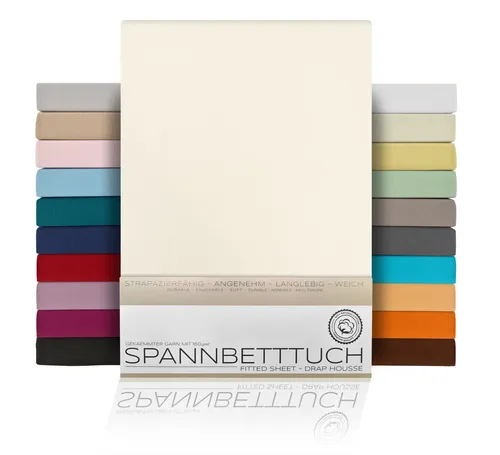 Beautex Spannbettlaken Spannbetttuch Bettlaken aus gekämmter Baumwolle Premium Jersey 160g/m², Jersey, Gummizug: rundum, (1 Stück)