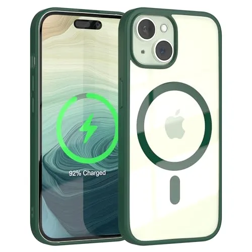 EAZY CASE Crystal TPU Hülle kompatibel mit iPhone 15 kompatibel mit Qi-Charging, Silikon mit Kameraschutz, Slimcover, Handyhülle, Silikonhülle, Backcover, Durchsichtig, Transparent/Nacht Grün