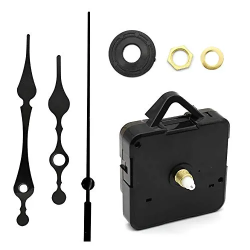 JustYit Quartz Uhrwerk Mit Zeiger für Wanduhr Schleichend, Zeiger Sets für DIY Wanduhr Reparatursatz Schwarz
