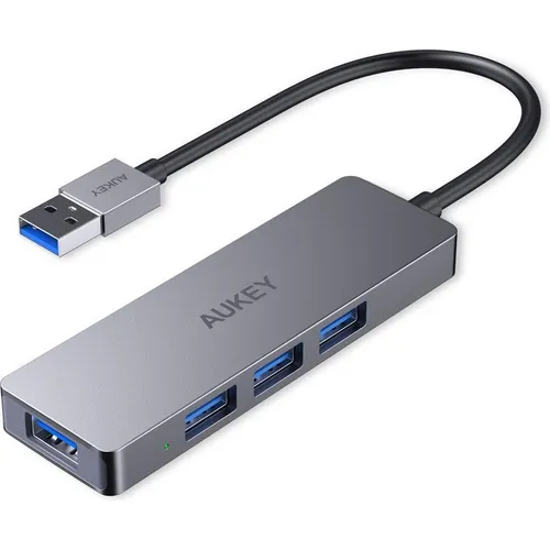 Produktbild Aukey CB-H36 Aluminium HUB USB-A | Ultraschlank | 4in1 | 4xUSB 3.0 | 5 Gbit/s (USB-A, 4 Ports) (CB-H36)