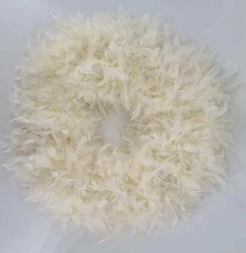 CreaFlor Home Federkranz in Creme Weiß - Eleganter Dekokranz aus modernen Federn, ideal für stilvolle Dekoration. Perfekt für jedes Ambiente, Größe 50-55cm.