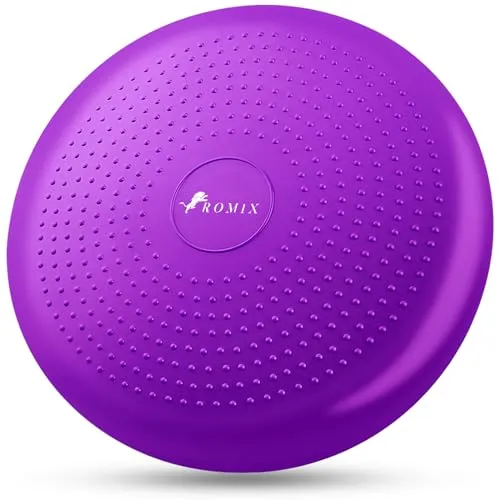ROMIX Wackelkissen 34 cm, Aufblasbares Balancekissen mit Pumpe, Rutschfest | Stabilitätskissen für Sitzen, Balance, Core-Training, Bürostuhl, Fitness, Yoga, Übungen, Haltungstraining und Aktives Sitzen