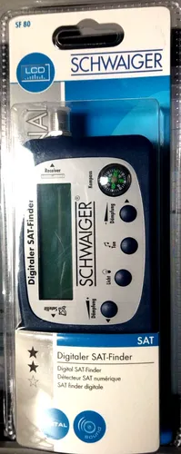 Schwaiger LCD SAT Finder SF80 - Universeller digitaler SAT-Finder mit Kompass für einfache Ausrichtung auf ASTRA und EUTELSAT, ideal für Hobbyisten und Profis.