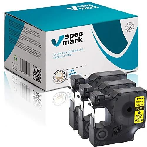 specmark 40918 S0720730 Schriftband 9 mm x 7m x 3 St. Schwarz auf Gelb