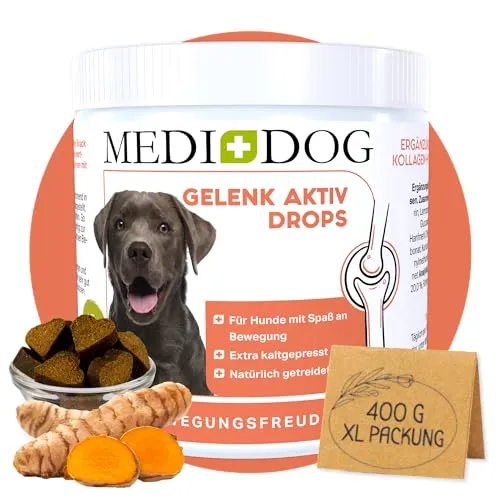 MEDIDOG Gelenk Aktiv Drops – 400 g – leckerer als Gelenktabletten,kaltgepresst & getreidefreie Rezeptur (unterstützt Arthrose-, Gelenk- & Knochenschutz) für jedes Alter