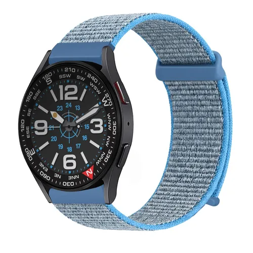 Smartwatch Armband für Samsung Galaxy Watch6 Classic 47mm Textil Band Klett Blau