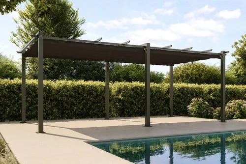 OUTFLEXX Pavillon – Elegante Pergola aus Aluminium - Pavillons aus Aluminium, pflegeleicht und UV-beständig – ideal für stilvolle Rückzugsorte im Garten oder auf der Terrasse mit großzügigen Maßen von ca. 600 x 300 x 225 cm.