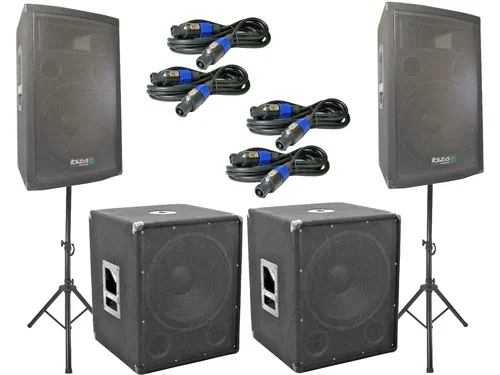 Lautsprecher SET 2 DJ 3-Wege mit 30 cm Subwoofer und 3000W Leistung