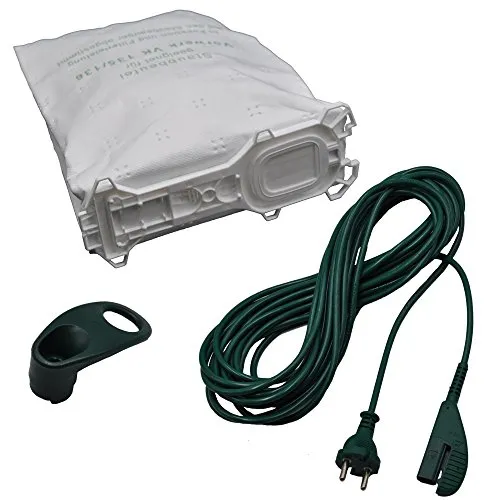 Microvliesbeutel + 10 Meter Stromkabel + 1 Kabelhalter geeignet für Ihren Vorwerk Kobold VK 135/136 / 135 SC 6