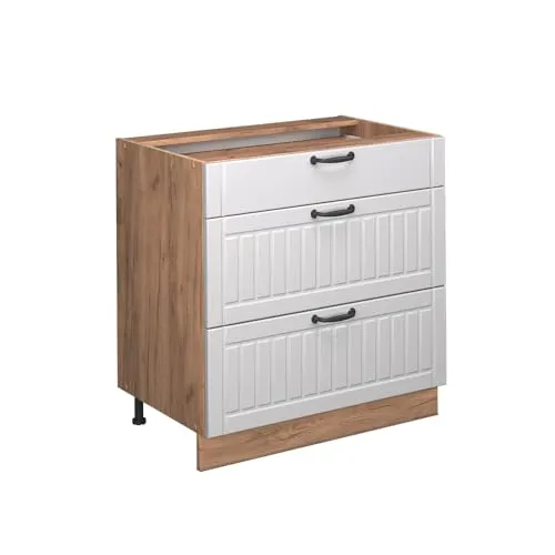 Vicco Unterschrank Fame-Line, Weiß Landhaus/Goldkraft Eiche in weiß von Vicco