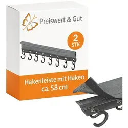 2x Camping Garderobe mit 8 Haken – Hakenleiste mit Klettband 58 cm Lang für Kederleiste, Kederschiene und Zeltdachstange