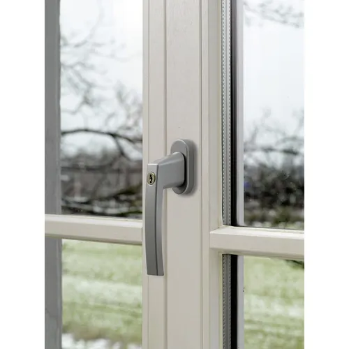 ABUS ABFS59486 Fenstergriff abschließbar Silber - Fenstersicherung mit abschließbarem Fenstergriff, einfacher Austausch und inklusive Schlüssel für zusätzlichen Schutz.