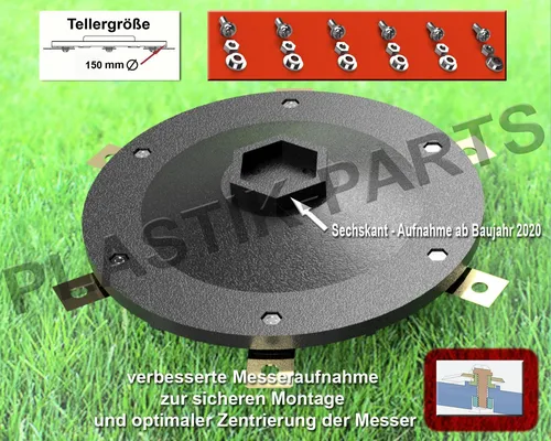 Plastik Parts Mährobotermesser Messerscheibe 6 Klingen Messerteller WORX WR141E WR143E WR165E WR167E