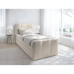 AX LIVING Levente Boxbett 90x200 Beige mit Stauraum von AX Living