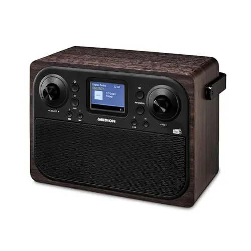 Medion Radio braun - DAB+ und FM-Radio, Bluetooth 5.3, ideal für kabellosen Musikgenuss mit Fernbedienung