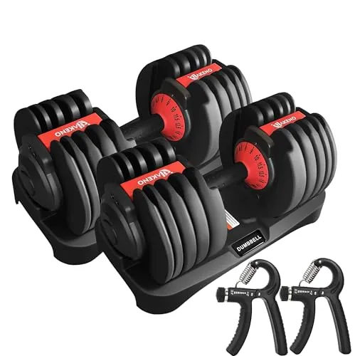 HAKENO 2x24kgVerstellbare Hanteln 15 in 1 Hantelset Einstellbare Platzsparende Hanteln, Kraftraining und Heimtraining Variable Gewichte platzsparend