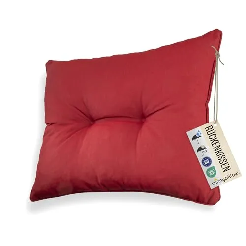 sunnypillow Polster für Gartenmöbel - Rückenkissen 60 x 40 cm für Rattanmöbel - Lounge Kissen Outdoor, wasserdicht, UV-lichtecht - Gartenpolster, Polsterauflagen auf Rattansessel, Stuhl - Rot