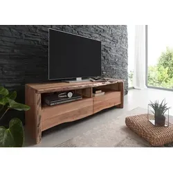 Massivmoebel24 TV-Board Akazie - Lowboard aus massivem Akazienholz, mit zwei Schubladen und Baumkante für ein einzigartiges Design und viel Stauraum für Ihr technisches Equipment.
