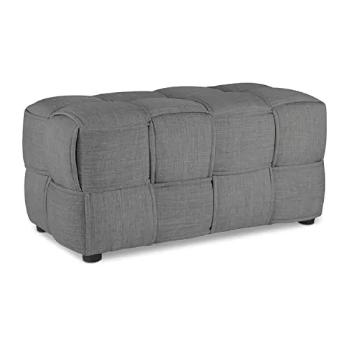 Homestyle4u 1927 Sitzhocker Grau Polster - Stilvolle Hocker, bequemer 2-Sitzer aus grauem Polyester mit stabiler Webstruktur, ideal als Sitzbank oder Ablage im Schlafzimmer und perfekt für gemütliche TV-Abende.