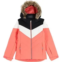 Spyder Lola Skijacken für Mädchen - Größe 140 - Orange - Wasserdichte Skijacke aus recyceltem Material mit PrimaLoft® Isolierung, ideal für kalte Tage. Abnehmbare Kapuze und verstellbare Manschetten sorgen für perfekten Sitz und Komfort.