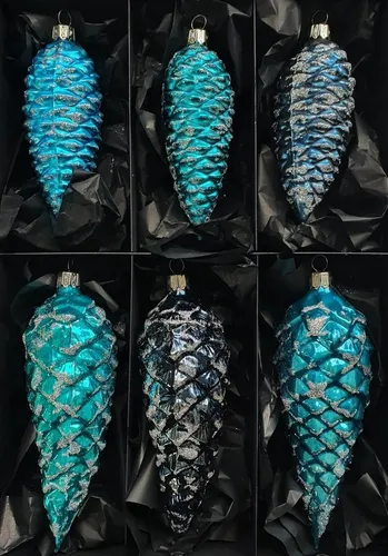 Nostalgie Christbaumschmuck Thüringen Christbaumschmuck Zapfen 6er Set mehrfarbig, Handarbeit, mundgeblasen