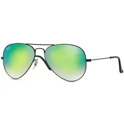 Ray-Ban Damen Sonnenbrille Aviator - Schwarz mit Etui - Stilvolle Ray-Ban Sonnenbrille im klassischen Aviator-Design, mit polarisierten Gläsern und UV-Schutz. Ideal für sonnige Tage und modische Akzente.