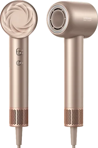 DREAME Glory Mix Haartrockner Gold (1,600 Watt) - Leichter Haartrockner mit 110.000 U/min für schnelles Trocknen in nur 2 Minuten. Mit 300 Millionen negativen Ionen für glänzendes, gesundes Haar und vielseitigen Styling-Möglichkeiten dank drei magnetischen Aufsätzen.